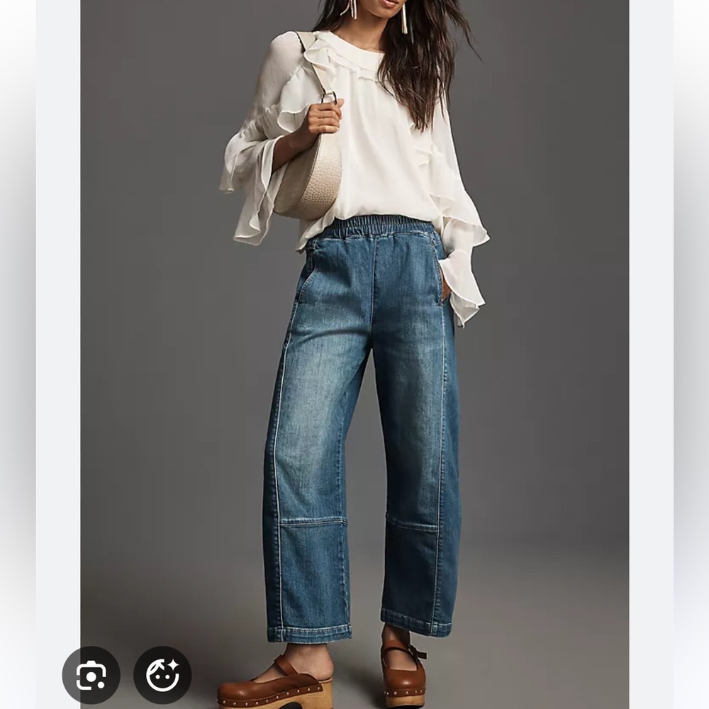 Pilcro Blue Wide-Leg Denim Pants